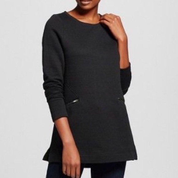 Merona Tops - Merona Black Ribbed Tunic with Zippers